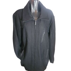 Point Zero Black Wool Blend Zip-Up Men's Jacket XL